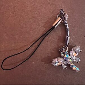 Rhinestone -embellished dragonfly cellphone charm or pendant
